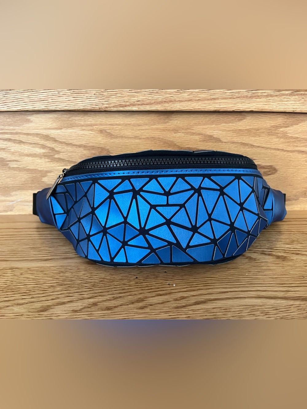 Blue Geometric Pattern Travel Waist Bag